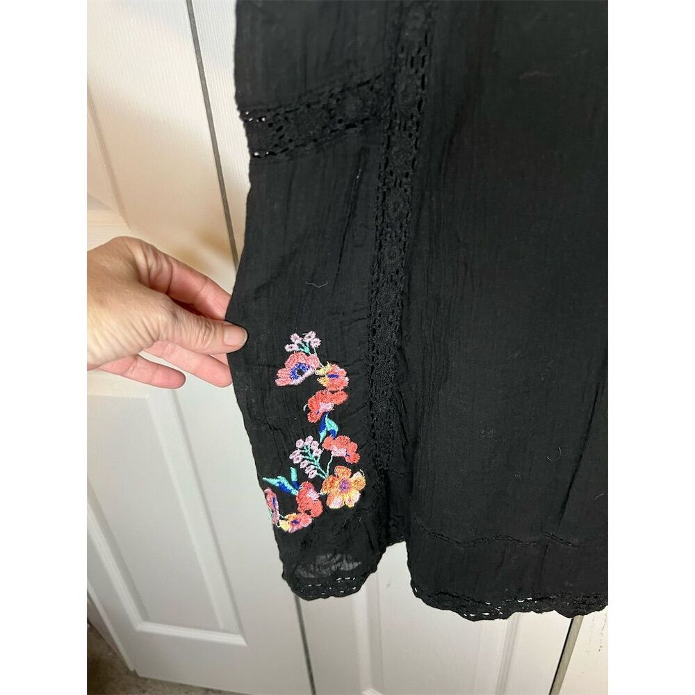 Free People Women's M Black Embroidered Shift Dress Party Cocktail - Picture 4 of 12